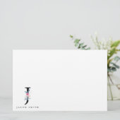 SOFT BLUSH BLUE FLORAL ALPHABETS NAME BRIEF J BRIEFPAPIER (Staand voorkant)