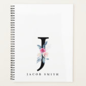 SOFT BLUSH BLUE FLORAL ALPHABETS NAME BRIEF J PLANNER (Voorkant)