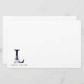 SOFT BLUSH BLUE FLORAL ALPHABETS NAME BRIEF L BRIEFPAPIER (Voorkant / Achterkant)