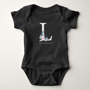 SOFT BLUSH BLUE FLORAL ALPHABETS NAME BRIEF L ROMPER