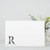 SOFT BLUSH BLUE FLORAL ALPHABETS NAME BRIEF R BRIEFPAPIER (Staand voorkant)