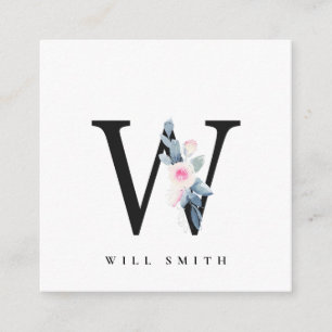 SOFT BLUSH BLUE FLORAL ALPHABETS NAME BRIEF W VIERKANTE VISITEKAARTJE