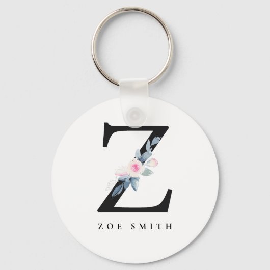 SOFT BLUSH BLUE FLORAL ALPHABETS NAME BRIEF Z SLEUTELHANGER (Voorkant)