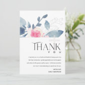 SOFT BLUSH BLUE FLORAL BUNCH FIRST HOLY COMMUNION BEDANKKAART (Staand voorkant)