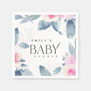 SOFT BLUSH BLUE FLORAL WATERVERF BABY SHOWER SERVET