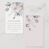 Soft Blush Blue Waterverf Floral Display Shower Informatiekaartje (Voorkant / Achterkant)