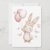 Soft Blush Bunny First Birthday Kaart (Achterkant)