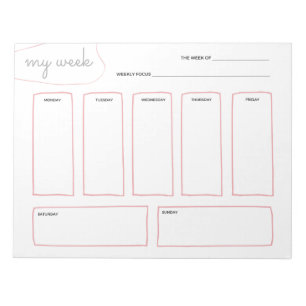 Soft blush elegant eenvoudige weekplanner notitieblok