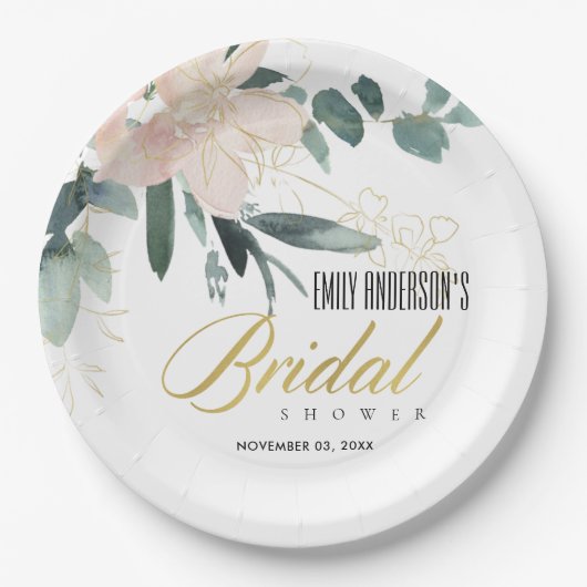 SOFT BLUSH FLORAL BUNCH WATERVERF VRIJGEZELLENFEES PAPIEREN BORDJE (Voorkant)