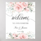 Soft Blush Floral Greenery Affiche de bienvenue Ma (Devant)