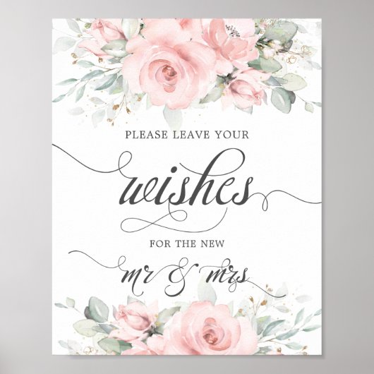 Soft Blush Floral Greenery Wedding wil Mrs. Poster (Voorkant)