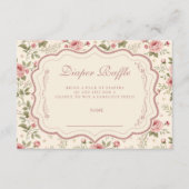 Soft Blush Floral Heirloom Diapper Raffle Informatiekaartje (Voorkant)