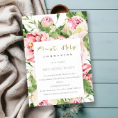 Soft Blush Floral Peony First Heilige Communie Kaart