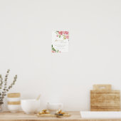 Soft Blush Floral Peony raadt hoeveel Kisses Poster (Keuken)