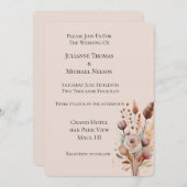 Soft Blush Peach Bloemen bruiloft Kaart (Voorkant / Achterkant)