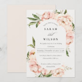 Soft Blush Peach Floral Capsule Weddenschap Bedankkaart (Voorkant / Achterkant)