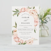Soft Blush Peach Floral Capsule Wedding Invitation (Debout devant)
