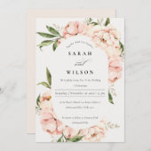 Soft Blush Peach Floral Capsule Wedding Invitation (Devant / Derrière)