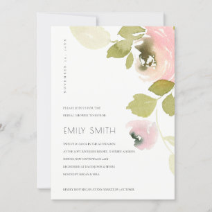 SOFT BLUSH PEACH GROEN FLORAL VRIJGEZELLENFEEST IN BEDANKKAART