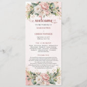 Soft Blush Pink Flowers Eucalyptus Wedding Program Programma (Voorkant)