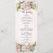 Soft Blush Pink Flowers Eucalyptus Wedding Program Programma (Achterkant)