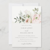 Soft Blush Pink Peonies Eucalyptus Foliage Weddens Kaart (Voorkant)
