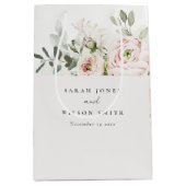 Soft Blush Pink Peonies Eucalyptus Foliage Weddens Medium Cadeauzakje (Voorkant)