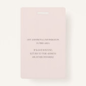 SOFT BLUSH PINK ROSE FLORAAL VRAAG ME VRIJWILLIGER BADGE (Achterkant)