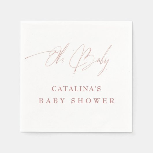 Soft Blush Pink Script Baby shower servetten (Voorkant)