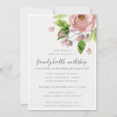 SOFT BLUSH PINK WATERVERF FLORAL WORKSHOP EVENEMEN KAART (Voorkant)