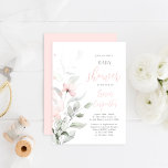 Soft Blush rose Baby shower invitation fille<br><div class="desc">Soft Blush Pink Baby shower Girl invitation,  élégante verdure et baby shower rose pour bébé fille</div>