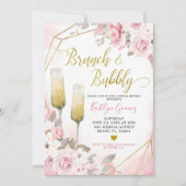 Soft Blush Rose Brunch et Bubbly Invitation (Devant)