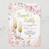 Soft Blush Rose Brunch et Bubbly Invitation (Devant / Derrière)
