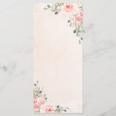Soft Blush Rose Floral Gold Mariage Menu (Dos)