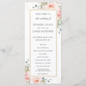 Soft Blush Rose Floral Gold Programme de mariage f (Devant)