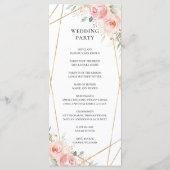 Soft Blush rose Floral Programme de mariage géomét (Dos)