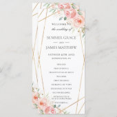 Soft Blush rose Floral Programme de mariage géomét (Devant / Derrière)