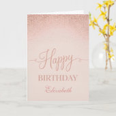 Soft Blush Rose Gold Elegant Birthday Kaart (Gele Bloem)