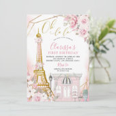 Soft Blush Rose Rose Paris Invitation Anniversaire (Debout devant)