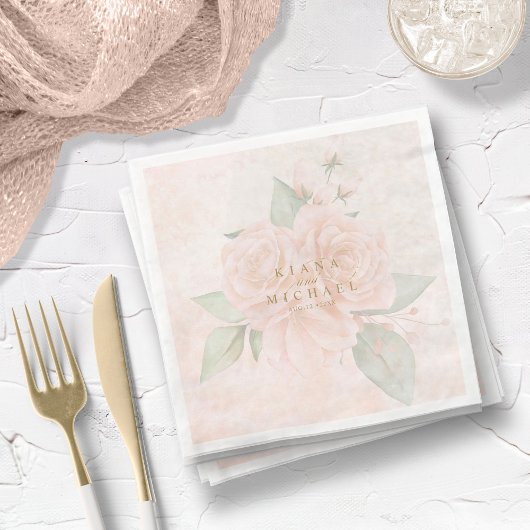Soft Blush Rose V2 ID828 Dîner en papier serviette