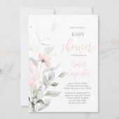 Soft Blush Roze Baby shower Meisje uitnodiging (Voorkant)