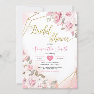 Soft Blush Roze Roze Bridal Shower Kaart