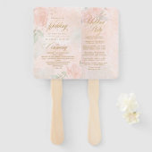 Soft Blush Rozen Wedding Ceremony Program ID828 Handwaaier (Voorkant en achterkant)