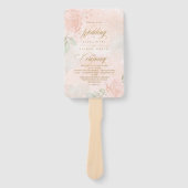 Soft Blush Rozen Wedding Ceremony Program ID828 Handwaaier (Voorkant)