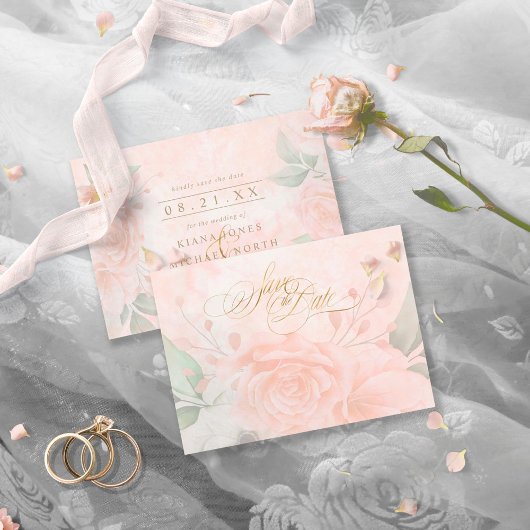 Soft Blush Rozen Wedding ID828 Save The Date