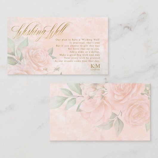 Soft Blush Rozen Wedding Well V1 ID828 Informatiekaartje (Voorkant / Achterkant)