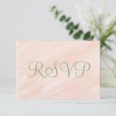 Soft Blush Watercolor Sage Green RSVP (Staand voorkant)