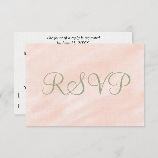 Soft Blush Watercolor Sage Green RSVP (Voorkant / Achterkant)