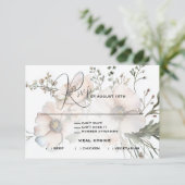 Soft Blush Waterverf Wildflower Wedding RSVP Kaartje (Staand voorkant)