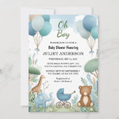 Soft Boho Beer Blue Cub Welkom Baby Boy Shower Kaart (Voorkant)